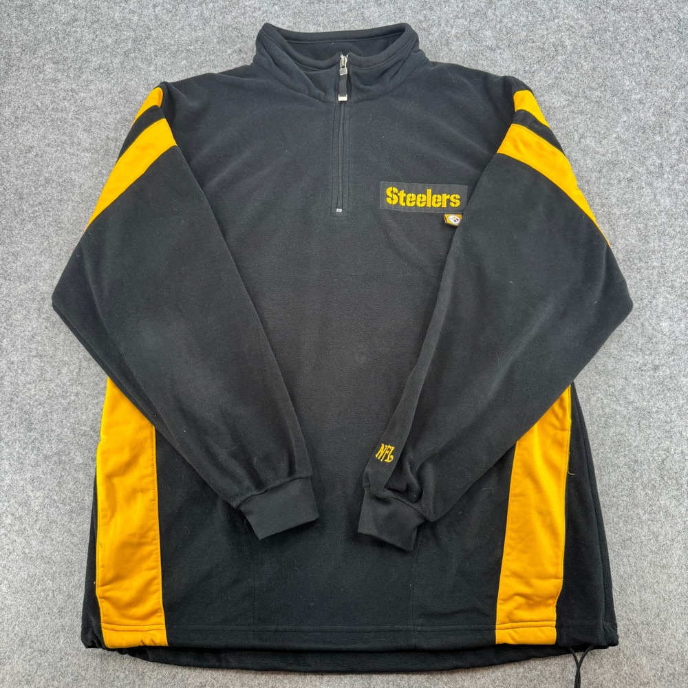 NFL Pittsburgh Steelers Fleece Quarter Zip Pullover Black Gold Mens XL 580
